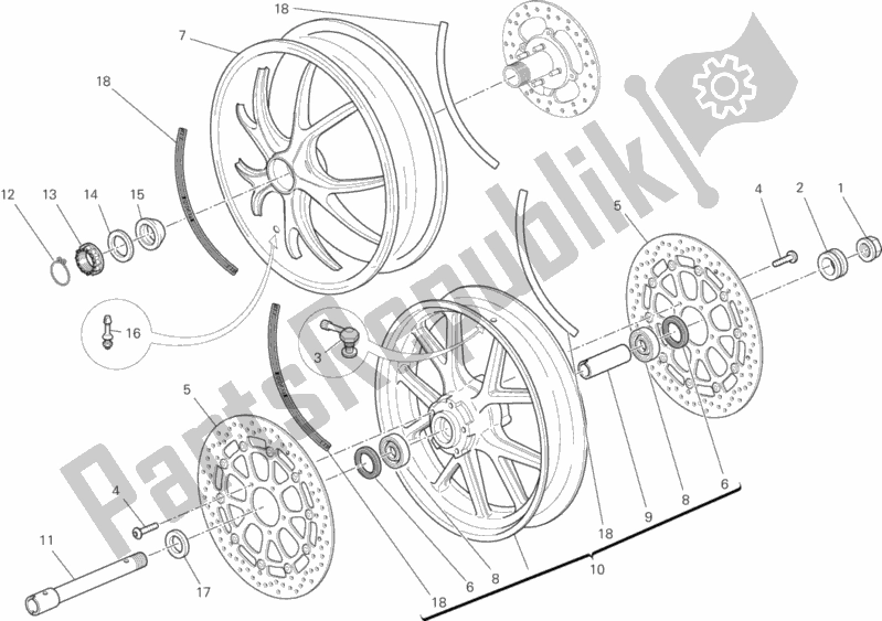 Todas as partes de Rodas do Ducati Monster 796 USA 2013